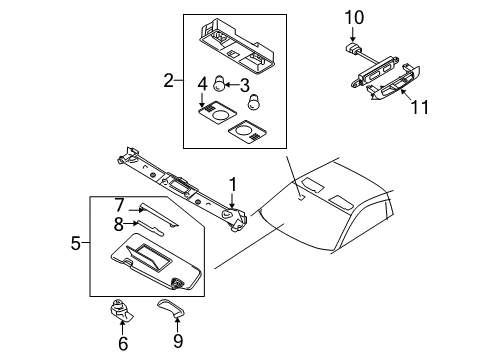 2008 Nissan 350Z Interior Trim - Convertible Top Lens - Map Lamp Diagram for 26443-CF001