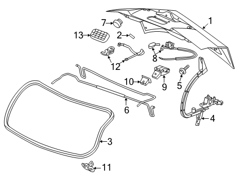 2012 Cadillac CTS Trunk Lid Weatherstrip Diagram for 22826152
