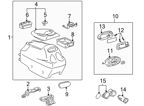 2002 Toyota Sequoia Auxiliary Heater & A/C Center Console Diagram for 58910-0C040-E0