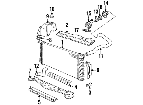 1993 Cadillac Eldorado Radiator & Components Cooler Asm, Engine Oil Diagram for 52487917