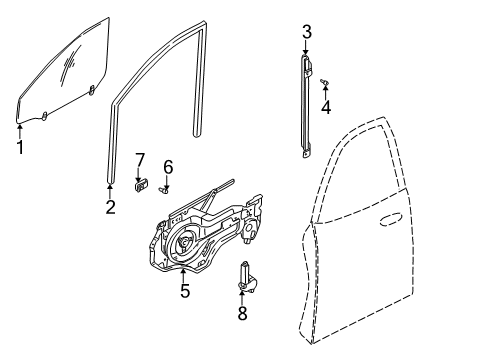 2004 Hyundai Elantra Front Door - Glass & Hardware Channel Assembly-Front Door Rear, L Diagram for 82550-2D000
