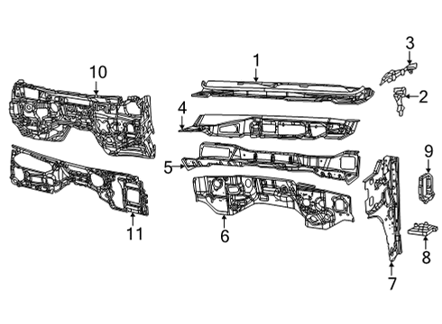 2022 Jeep Grand Wagoneer Cowl Panel-Dash Diagram for 68276722AF