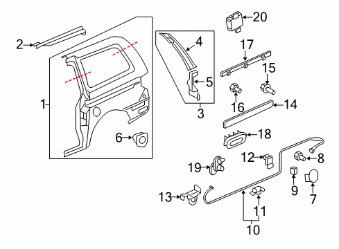 2006 Honda Odyssey Side Panel & Components Bolt-Washer (6X16) Diagram for 93404-06016-08