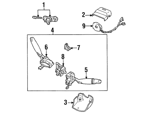 1997 Mercury Tracer Shroud, Switches & Levers Switch Assembly Diagram for F7CZ-13341-BA