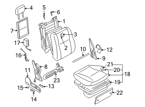 2004 Infiniti M45 Power Seats Front Seat Switch Assembly, Right Diagram for 87016-CS015