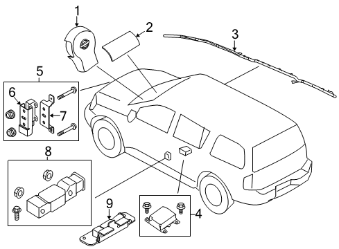 2005 Nissan Pathfinder Air Bag Components Bracket Diagram for 985Q2-EA010