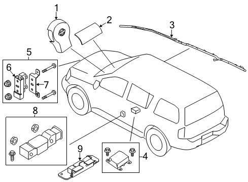 2008 Nissan Pathfinder Air Bag Components Sensor-Side AIRBAG Center Diagram for 98820-ZL09A