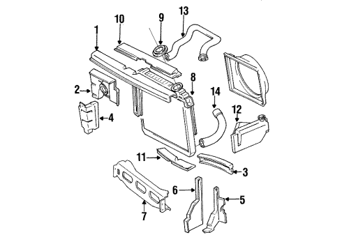 1986 Jeep Cherokee Radiator & Components, Radiator Support, Cooling Fan Radiator Cap Diagram for J5364692
