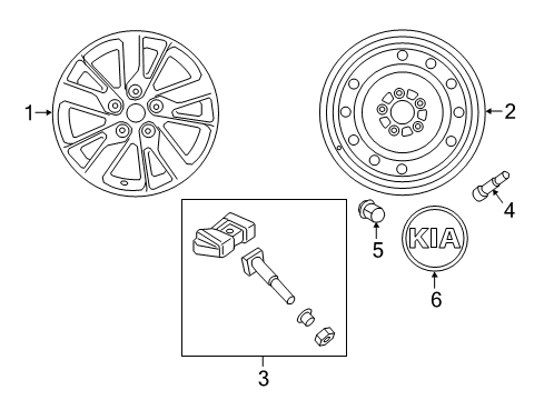 2016 Kia Optima Wheels, Center Cap Wheel Assembly-Aluminum Diagram for 52910D5110