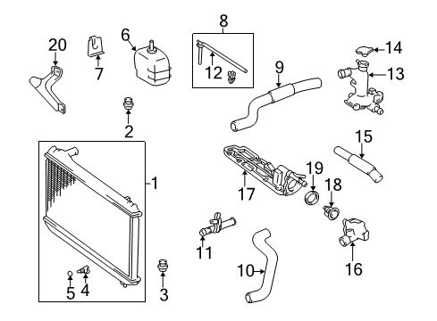 2002 Lexus ES300 Radiator & Components Water Outlet Diagram for 16331-20060