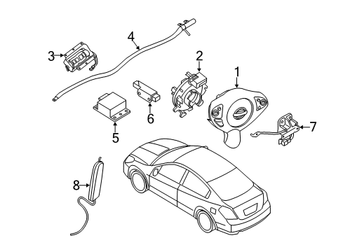 2014 Nissan Maxima Air Bag Components Steering Air Bag Wire Assembly Diagram for 25554-9DA0A