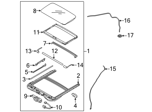 2017 Hyundai Sonata Sunroof Rail Assembly-Sunroof Guide, RH Diagram for 81648-C3300
