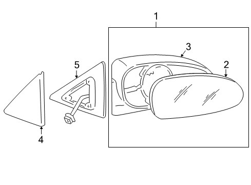 2002 Hyundai XG350 Outside Mirrors Mirror & Holder-Outside Rear, RH Diagram for 87608-39600