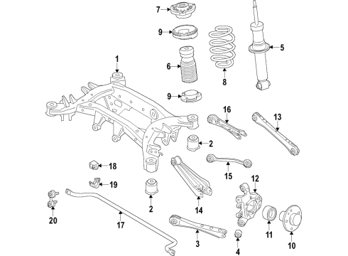 2015 BMW X4 Rear Suspension Components, Lower Control Arm, Upper Control Arm, Ride Control, Stabilizer Bar Shock Absorber Diagram for 33526796422