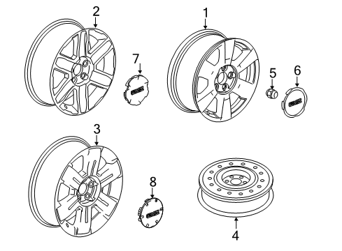 2012 GMC Terrain Wheels, Covers & Trim Wheel, Alloy Diagram for 9597542