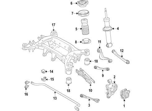 2020 BMW X5 Rear Suspension Components, Lower Control Arm, Upper Control Arm, Ride Control, Stabilizer Bar Auxiliary Damper With Protec Diagram for 31336866803