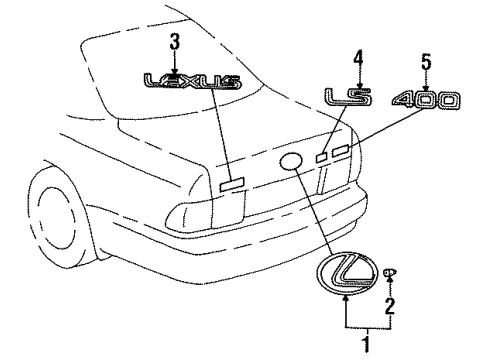 1997 Lexus LS400 Exterior Trim - Trunk Lid Luggage Compartment Door Name Plate, No.1 Diagram for 75441-50040