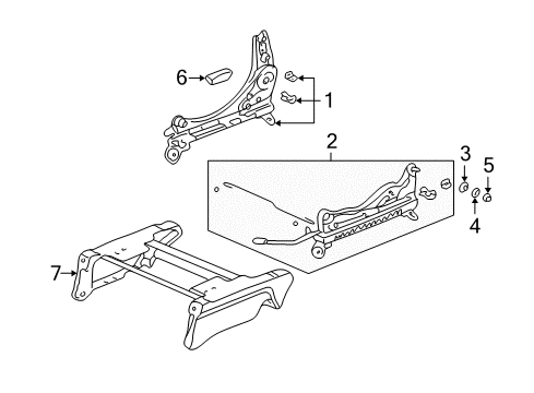 2001 Acura MDX Tracks & Components Nut, Flange (6MM) Diagram for 94050-06070