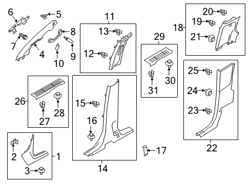 2022 Ford Ranger Interior Trim - Cab Lower Cover Diagram for KB3Z-2631056-AA