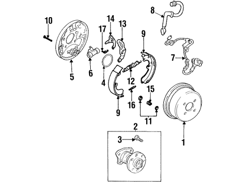 2002 Chevrolet Prizm Rear Brakes Cylinder, Rear Brake Diagram for 94857026