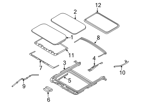 2005 Ford Five Hundred Sunroof Frame Assembly Diagram for 4G1Z-5451070-AA