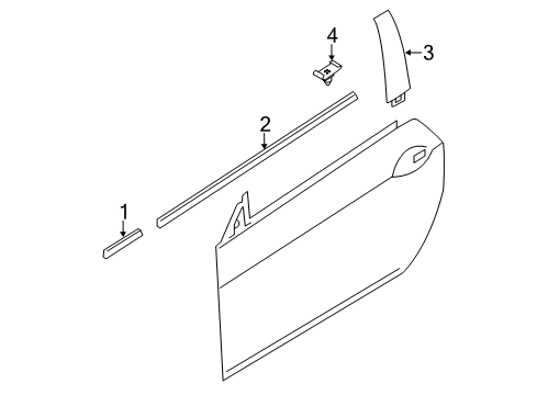 2018 BMW 640i xDrive Gran Coupe Exterior Trim - Front Door Channel Cover, Short, Outer Left Diagram for 51337221309