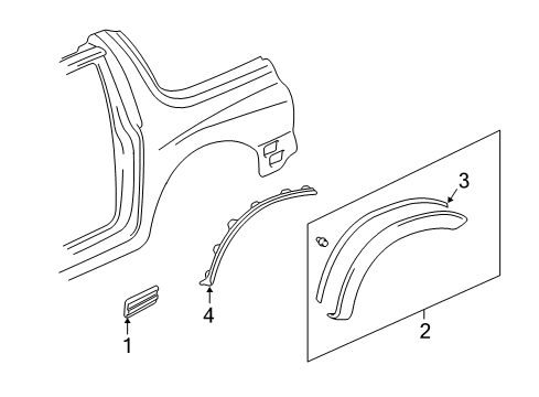 2003 Chevrolet Tracker Exterior Trim - Quarter Panel Molding, Side Rear, RH (On Esn) *Gray Diagram for 30022986