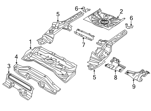 2017 Fiat 500X Floor & Rails, Exterior Trim Shield-Floor Pan Diagram for 68254965AA