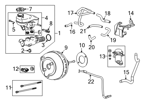2011 Cadillac SRX Dash Panel Components Hose Asm-Power Brake Booster Vacuum Diagram for 20791981