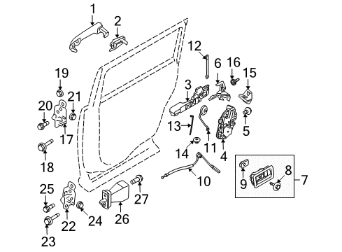 2016 Ford Flex Rear Door Cable Diagram for 8A8Z-74221A00-B