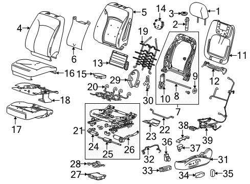 2011 Buick LaCrosse Driver Seat Components Adjust Knob Diagram for 10325879