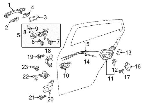 2019 Toyota Prius AWD-e Rear Door Handle, Inside Diagram for 69206-47070-C0