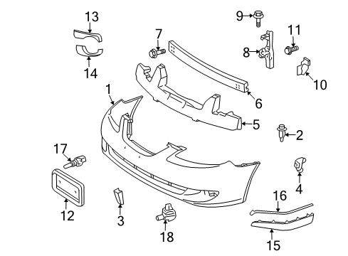 2008 Toyota Solara Automatic Temperature Controls Bumper Bracket Diagram for 52145-AA020