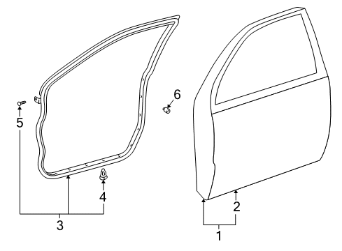 2004 Toyota Highlander Front Door Weatherstrip Diagram for 67862-48021