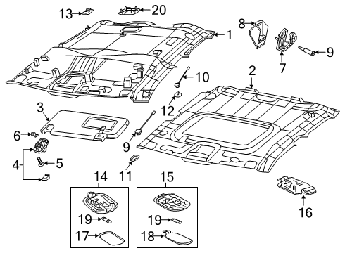 2022 Ram 1500 Interior Trim - Cab Lamp-Dome Diagram for 5JG58HL1AD