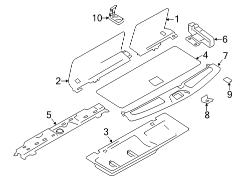 2021 INFINITI QX80 Interior Trim - Rear Body Bracket - Luggage Floor Diagram for 849F4-1LA0A