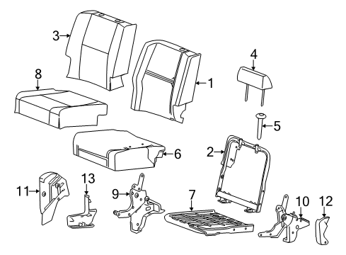 2007 Chevrolet Silverado 2500 HD Rear Seat Components Frame Asm-Rear Seat Back Cushion Diagram for 15913975