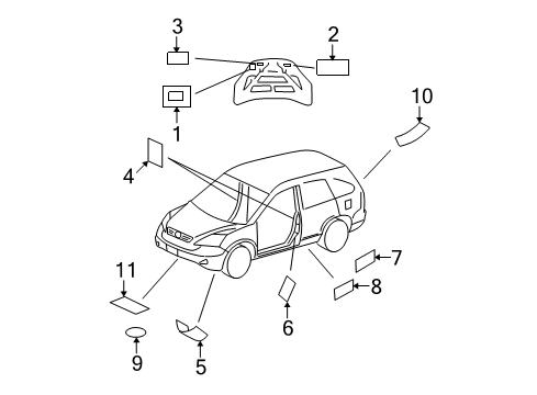 2009 Honda CR-V Information Labels Plate, Jack Caution Diagram for 89311-SWA-003