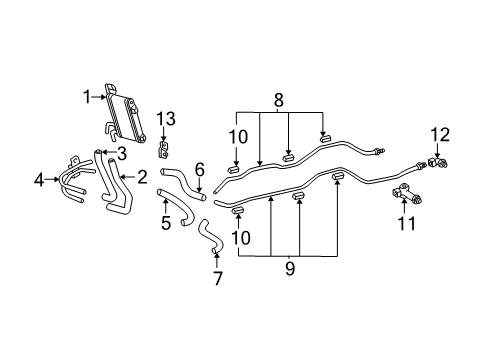 2006 Toyota Tundra Trans Oil Cooler Transmission Cooler Diagram for 32910-34010