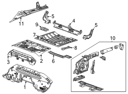 2022 Chevrolet Trailblazer Rear Floor & Rails Bracket Diagram for 42554136