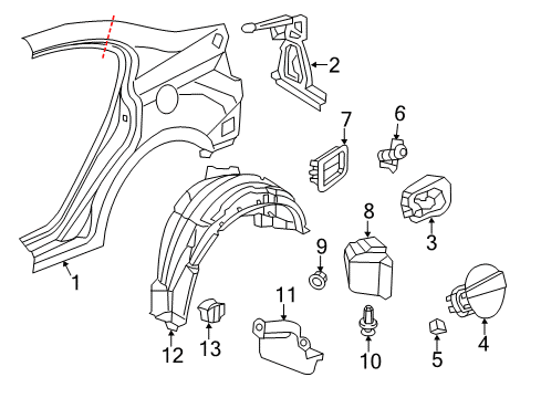 2012 Honda Civic Quarter Panel & Components, Exterior Trim Adapter Assy., Fuel Cap Diagram for 74480-TR0-A01