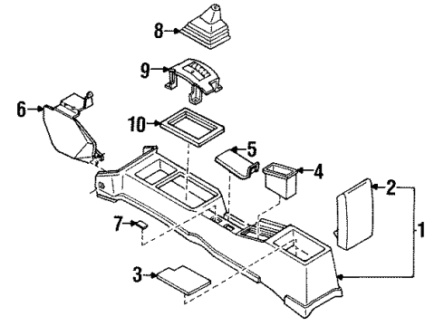 1987 Nissan Stanza Center Console Boot Console Diagram for 96935-D4001