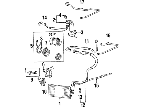 1997 Hyundai Sonata A/C Condenser, Compressor & Lines Bracket-Compressor Stay Diagram for 97703-34500
