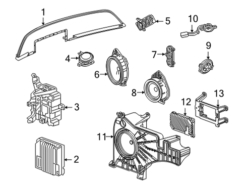 2022 Cadillac Escalade Sound System Weatherstrip Pillar Speaker Diagram for 84778131