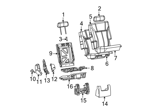 2004 Chevrolet Trailblazer EXT Rear Seat Components Seat Back Cover Diagram for 89039282