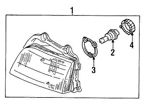 1995 Kia Sportage Bulbs Driver Side Headlight Assembly Diagram for 0K01A51040B