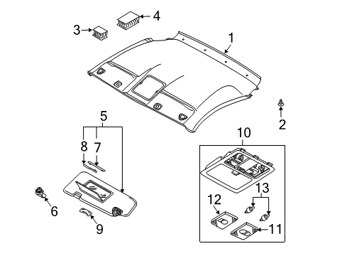 2003 Nissan 350Z Interior Trim - Roof Lamp Assembly-Map Diagram for 26430-CD000