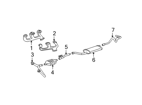 1995 Chevrolet C2500 Exhaust Components, Exhaust Manifold Exhaust Tail Pipe Assembly Diagram for 12471956
