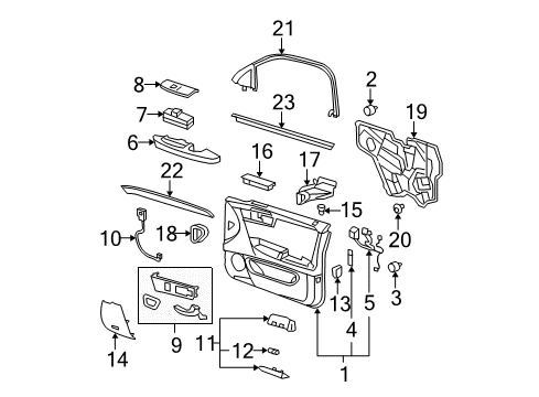 2007 Cadillac DTS Front Door Window Regulator Diagram for 20896932