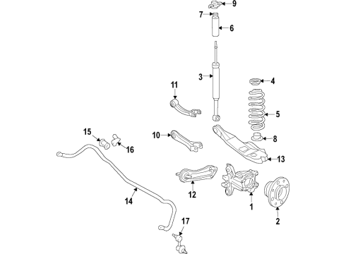 2015 Chrysler 200 Rear Suspension Components, Lower Control Arm, Stabilizer Bar Mount-Rear Shock Diagram for 68226143AC
